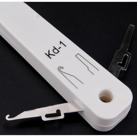 Cleste de sertizat LSA cu cutit KRONE si senzor, pentru conectarea cablurilor 0.35 mm si 0.7 mm, plastic + metal, alb, lungime 18 cm – instrument profesional pentru electricieni si tehnicieni IT [4]