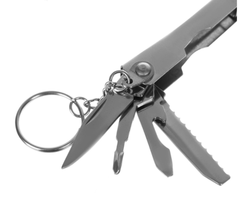 Cleste multifunctional pliabil din inox cu 6 functii, compact, cu inel pentru chei, 10.5 cm deschis [3]