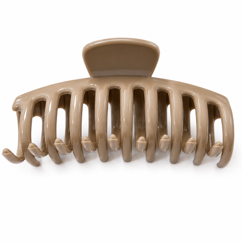 CASA & GRADINA - Cleste pentru par, bej inchis 10.9 x 4.5 cm, constructie solida din plastic rigid cu arc metalic, fixare confortabila pentru par mediu si lung