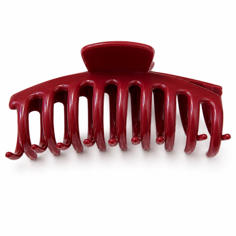 CASA & GRADINA - Cleste pentru par, visiniu 10.9 x 4.5 cm, plastic rigid cu deschidere larga, prindere rapida pentru par lung, gros si voluminos
