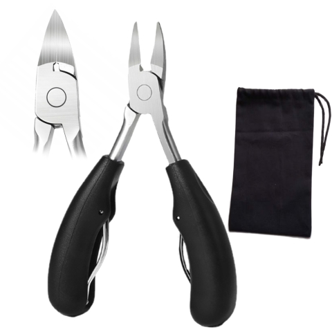 ÎNGRIJIRE PERSONALĂ - Cleste pentru taierea unghiilor, otel inoxidabil, acces precis zone dificile, pentru colturi unghii incarnate, cu saculet protectie negru