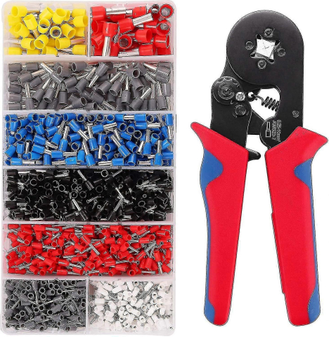 Truse cu scule - Cleste Profesional pentru Sertizare Papuci Terminali, 0.25-10 mm², cu Set 1800 Accesorii Izolate, Falci din Otel Calit, Cutie Organizare