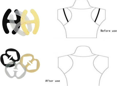 Clips bretele sutien tip E, bej/nude, efect push up, fixare invizibila anti-alunecare, discret si reutilizabil [2]