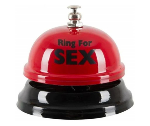CADOURI - Clopotel „Ring for Sex” rosu si negru tip sonerie receptie, accesoriu amuzant pentru adulti, 5.5 x 8 cm