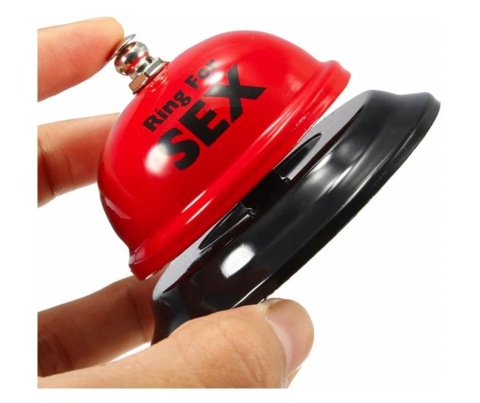Clopotel „Ring for Sex” rosu si negru tip sonerie receptie, accesoriu amuzant pentru adulti, 5.5 x 8 cm [3]