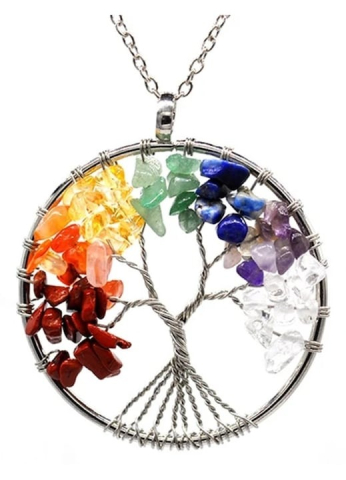 Colier cu 7 cristale chakra, copacul vietii, multicolor, 50x5 cm [3]