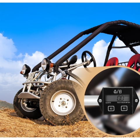 Contor de ore pentru motoare, tahometru digital, IP65, monitorizare timp si turatii, negru [3]