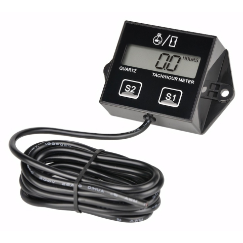 Contor de ore pentru motoare, tahometru digital, IP65, monitorizare timp si turatii, negru [1]
