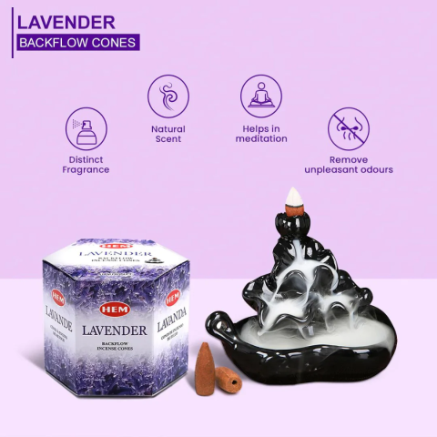 Conuri parfumate aromaterapie lavanda backflow 40 buc, relaxare, improspatare aer, meditatie si ambient calm [12]