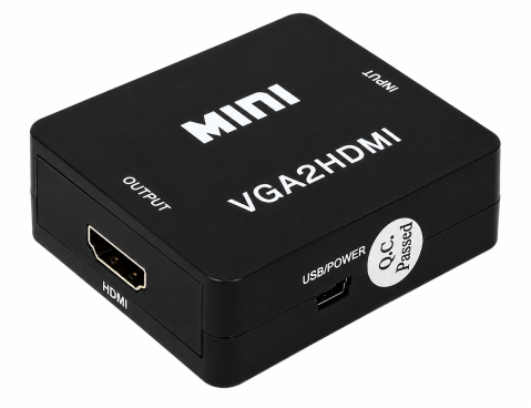 Convertor negru VGA la HDMI cu audio, alimentare USB, adaptor video cu intrare VGA si iesire HDMI pentru PC, laptop, televizor, monitor si proiector [3]