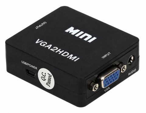 Convertor negru VGA la HDMI cu audio, alimentare USB, adaptor video cu intrare VGA si iesire HDMI pentru PC, laptop, televizor, monitor si proiector [4]