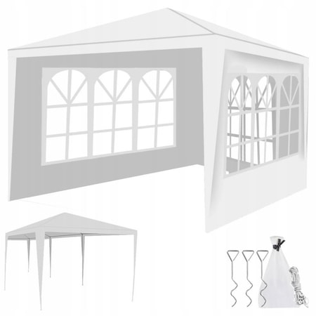 Pavilioane - Pavilion curte,gradina,evenimente 3x3 m cu 3 pereti laterali - Alb