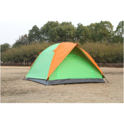 Cort camping, 2 persoane, impermeabil, protectie UV, rezistent la vant, 200 x 150 x 110 cm, husa inclusa, portocaliu/verde [2]