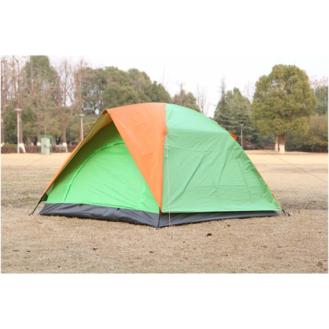 Corturi - Cort camping, 2 persoane, impermeabil, protectie UV, rezistent la vant, 200 x 150 x 110 cm, husa inclusa, portocaliu/verde