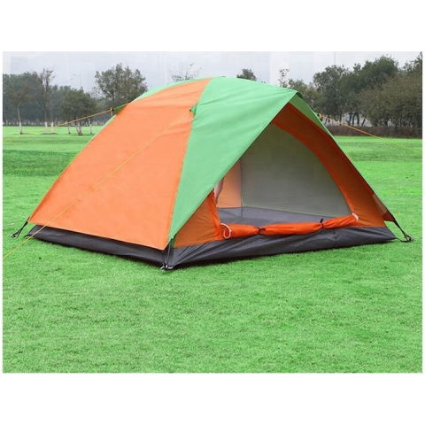 Cort camping, 2 persoane, impermeabil, protectie UV, rezistent la vant, 200 x 150 x 110 cm, husa inclusa, portocaliu/verde [3]