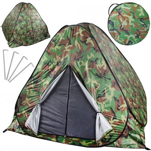 Cort camping pentru 4 persoane, 200 x 200 x 130 cm, cu husa, impermeabil, model camuflaj [14]