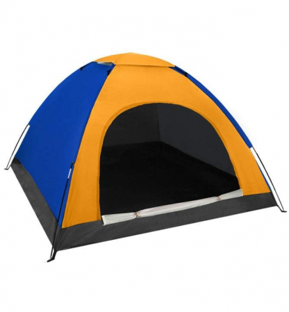 Camping - Cort camping cu plasa anti insecte,pentru 2-3 persoane,190x190x123 cm - Albastru/Portocaliu