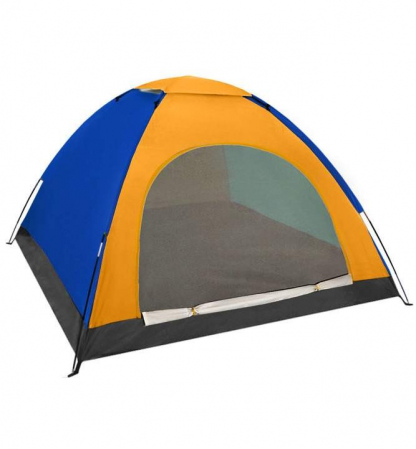 Cort camping cu plasa anti insecte,pentru 2-3 persoane,190x190x123 cm - Albastru/Portocaliu [1]