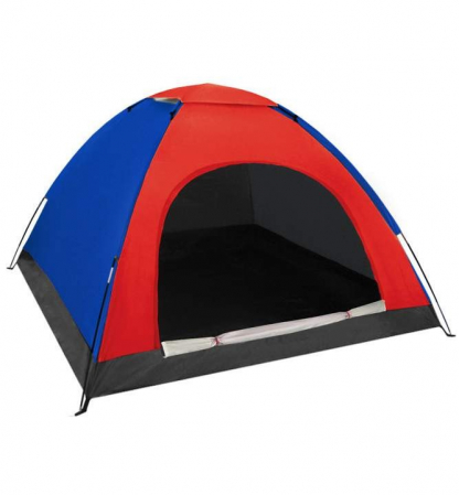 Camping - Cort camping cu plasa anti insecte,pentru 2-3 persoane,190x190x123 cm - Albastru/Rosu