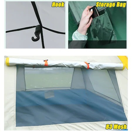 Cort de camping pentru 2-3 persoane,pliabil automat, 200x150x125cm, panza,impermeabil, Albastru [1]