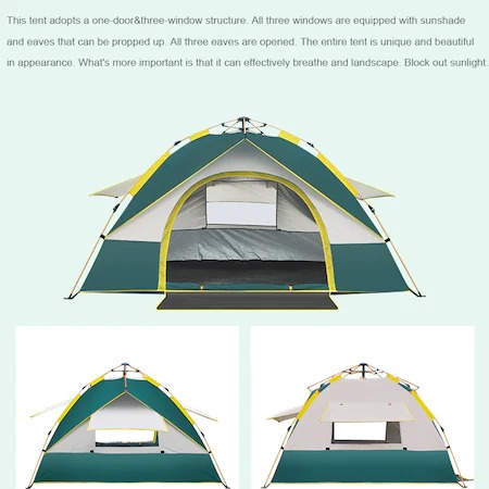Cort de camping pentru 2-3 persoane,pliabil automat, 200x150x125cm, panza,impermeabil, Albastru [3]