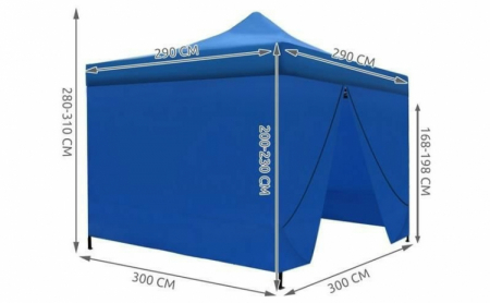 Cort Pavilion 3x3m Albastru Pliabil Cadru Metal pentru Curte, Gradina, Evenimente [7]