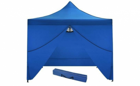 Cort Pavilion 3x3m Albastru Pliabil Cadru Metal pentru Curte, Gradina, Evenimente [5]