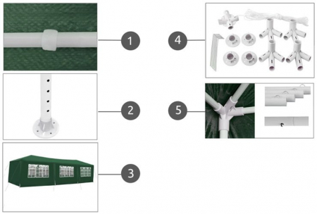 Cort,pavilion de curte,gradina,evenimente 3x9 m cu 8 pereti laterali cu ferestre - Verde [1]