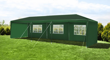 Cort,pavilion de curte,gradina,evenimente 3x9 m cu 8 pereti laterali cu ferestre - Verde [5]