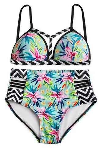 Accesorii fitness - Costum de baie cu talie înaltă - S, multicolor,  140 g