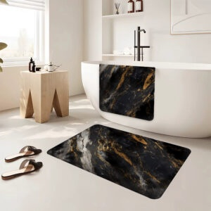 Covoras baie ultra absorbant antiderapant, uscare rapida, model marmura, 50x80 cm, confort si siguranta [3]