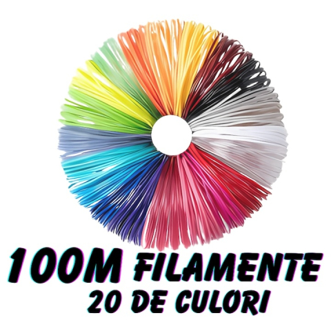 Creion 3D albastru set complet cu filament PLA 1.75 mm 110 m, 20 culori, suport silicon, sabloane, degetare, LCD, compatibil PLA ABS, temperatura reglabila 60-230°C, motor metalic, duza ceramica, USB [5]