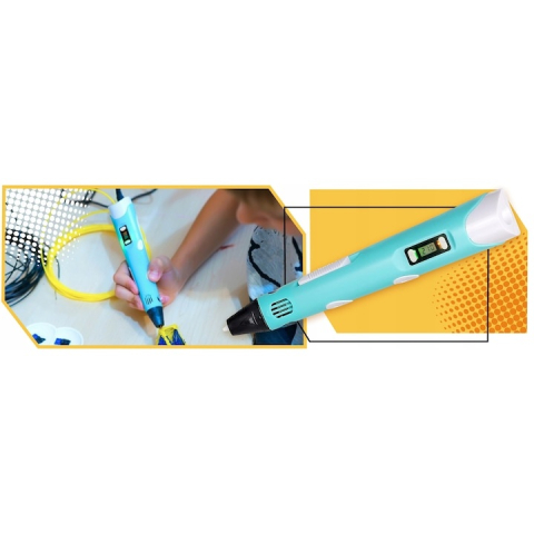 Creion 3D cu filament, bleu alb, 1.75 mm, 20 culori, 310 m, compatibil PLA ABS, ecran LCD, temperatura reglabila, motor metalic, duza ceramica [9]