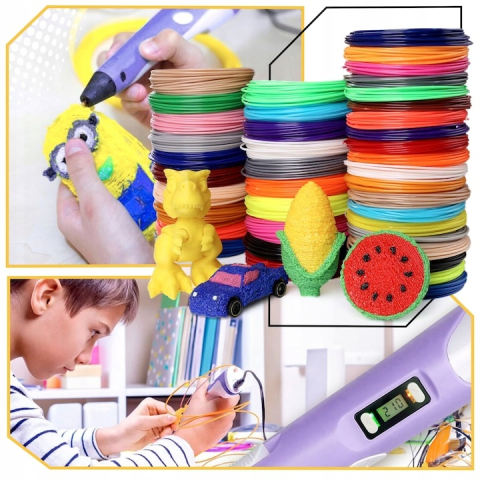 Creion 3D cu filament, mov deschis, 1.75 mm, 20 culori, 110 m, compatibil PLA ABS, ecran LCD, temperatura reglabila, motor metalic, duza ceramica [6]