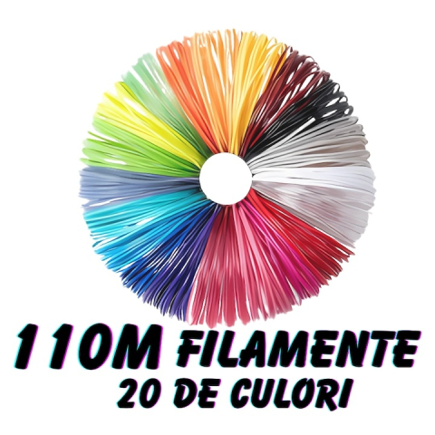 Creion 3D cu filament, mov deschis, 1.75 mm, 20 culori, 110 m, compatibil PLA ABS, ecran LCD, temperatura reglabila, motor metalic, duza ceramica [8]