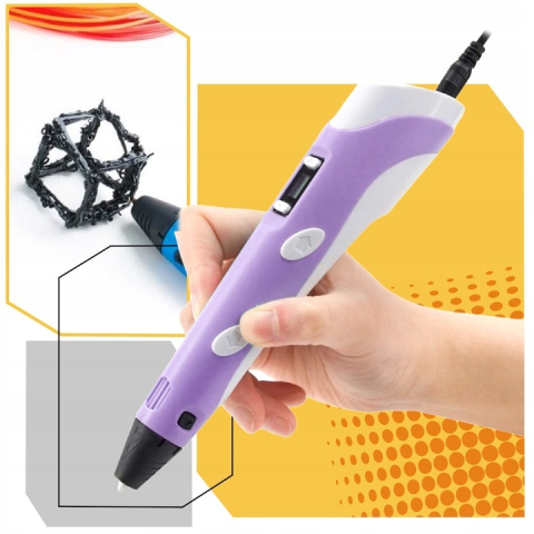 Creion 3D cu filament, mov deschis, 1.75 mm, 20 culori, 110 m, compatibil PLA ABS, ecran LCD, temperatura reglabila, motor metalic, duza ceramica [2]