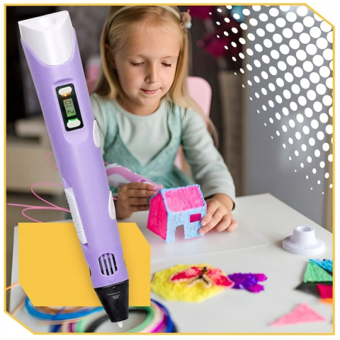 Creion 3D cu filament, mov deschis, 1.75 mm, 20 culori, 110 m, compatibil PLA ABS, ecran LCD, temperatura reglabila, motor metalic, duza ceramica [4]