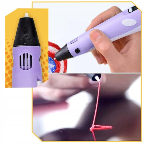 Creion 3D cu filament, mov deschis, 1.75 mm, 20 culori, 110 m, compatibil PLA ABS, ecran LCD, temperatura reglabila, motor metalic, duza ceramica [5]