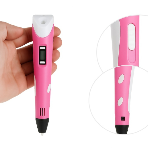 Creion 3D cu filament, roz alb, set complet 1.75 mm, 20 culori, 110 m, suport silicon, sabloane, degetare, ecran LCD, temperatura reglabila, duza ceramica [9]