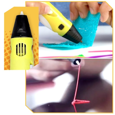 Creion 3D galben alb cu filament 1.75 mm, 20 culori incluse 110 m, compatibil PLA si ABS, ecran LCD, temperatura reglabila 60-230°C, motor metalic, duza ceramica, alimentare USB [5]