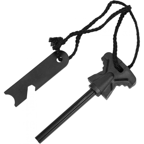 Pescuit - Cremene multifunctional 6in1, camping, supravietuire, deschizator de sticle, cheie hexagonala, rigla, lungime 10 cm - Negru