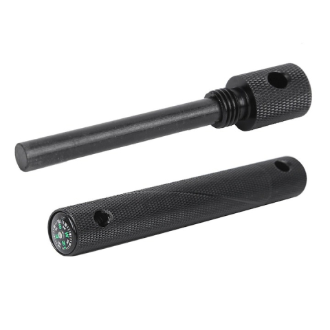 Kit multifunctional pentru aprinderea focului, supravietuire, camping, drumetii, rigla, busola, desfacator sticle, carcasa aluminiu, lant 40 cm, negru [8]