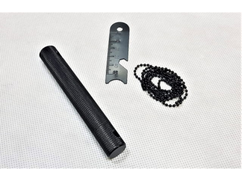 Kit multifunctional pentru aprinderea focului, supravietuire, camping, drumetii, rigla, busola, desfacator sticle, carcasa aluminiu, lant 40 cm, negru [12]