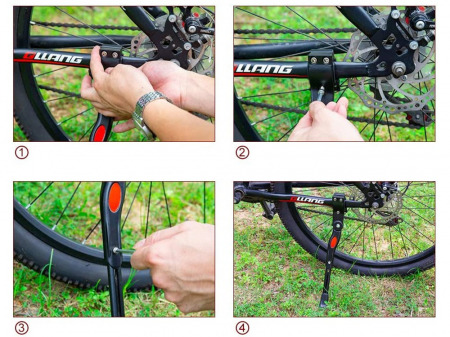 Cric universal de biciclete cu clema de fixare, aliaj de aluminiu, suruburi incluse - Negru [2]