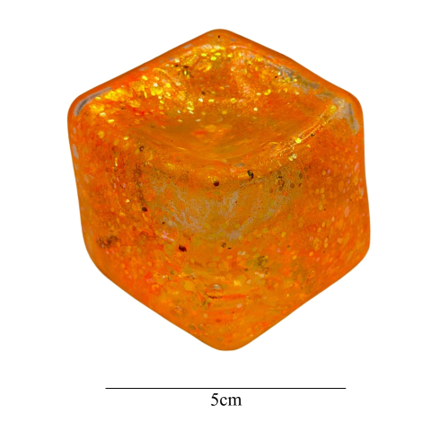 Cub antistres portocaliu 5 x 5 x 5 cm, 140 g, cu sclipici, jucarie senzoriala [3]