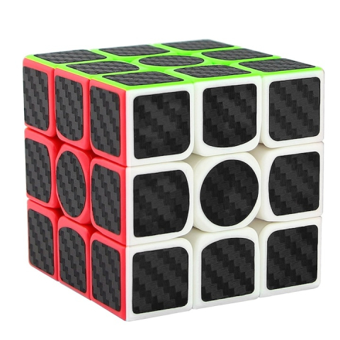 Cub de indemanare 3x3, 5.5 x 5.5 cm, Speed Cube cu stickere aspect fibra de carbon, joc de logica, ABS, multicolor, +6 ani [2]