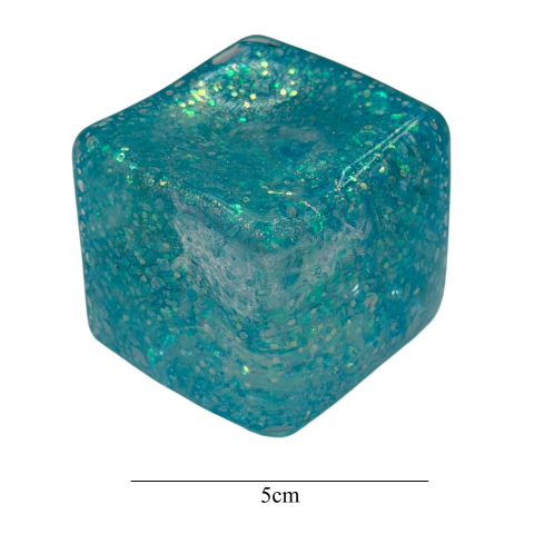 Cub senzorial albastru pastel 5 x 5 x 5 cm, 140 g, cu sclipici, jucarie antistres [3]