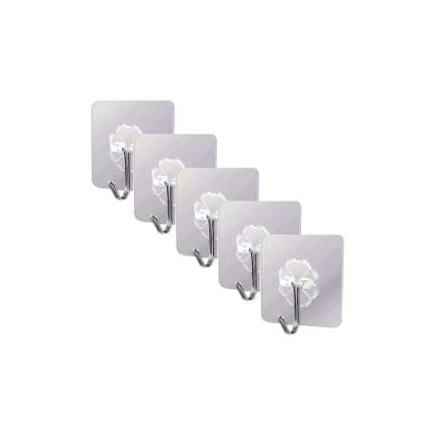 CASA & GRADINA - Cuie­re adezive multifunctionale, suport cu carlig rotativ 180°, otel inoxidabil si PVC, lipire pe diverse suprafete, adeziv puternic, impermeabile, 5.5x5.5 cm, transparente