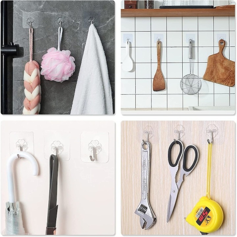 Cuier autoadeziv, rotativ 180°, impermeabil, PVC/otel inoxidabil, 5.5x5.5 cm, transparent [3]