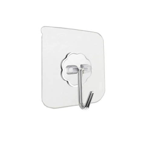 Cuier autoadeziv, rotativ 180°, impermeabil, PVC/otel inoxidabil, 5.5x5.5 cm, transparent